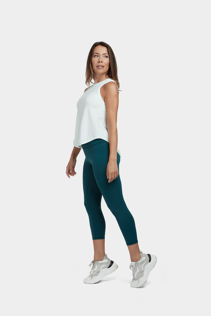 Green Gym Leggings & White Vest Top