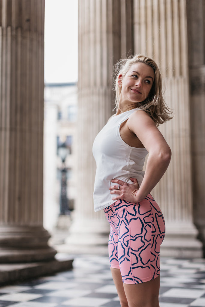 Pink Abstract Cycling Shorts - PerkyPeach