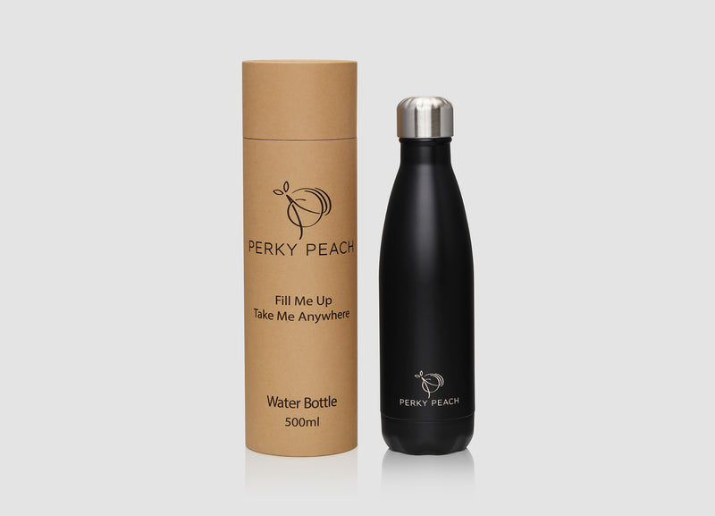Matte Black Water Bottle- 500ml - PerkyPeach
