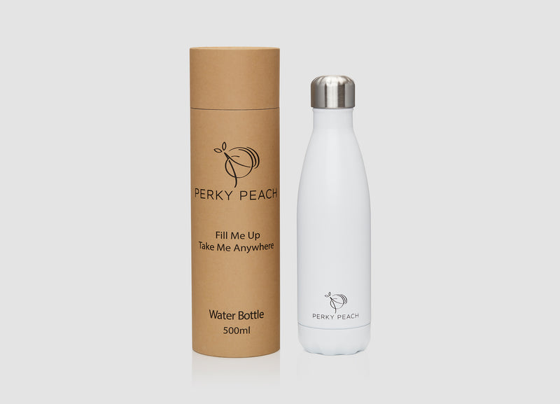 Matte White Water Bottle- 500ml - PerkyPeach