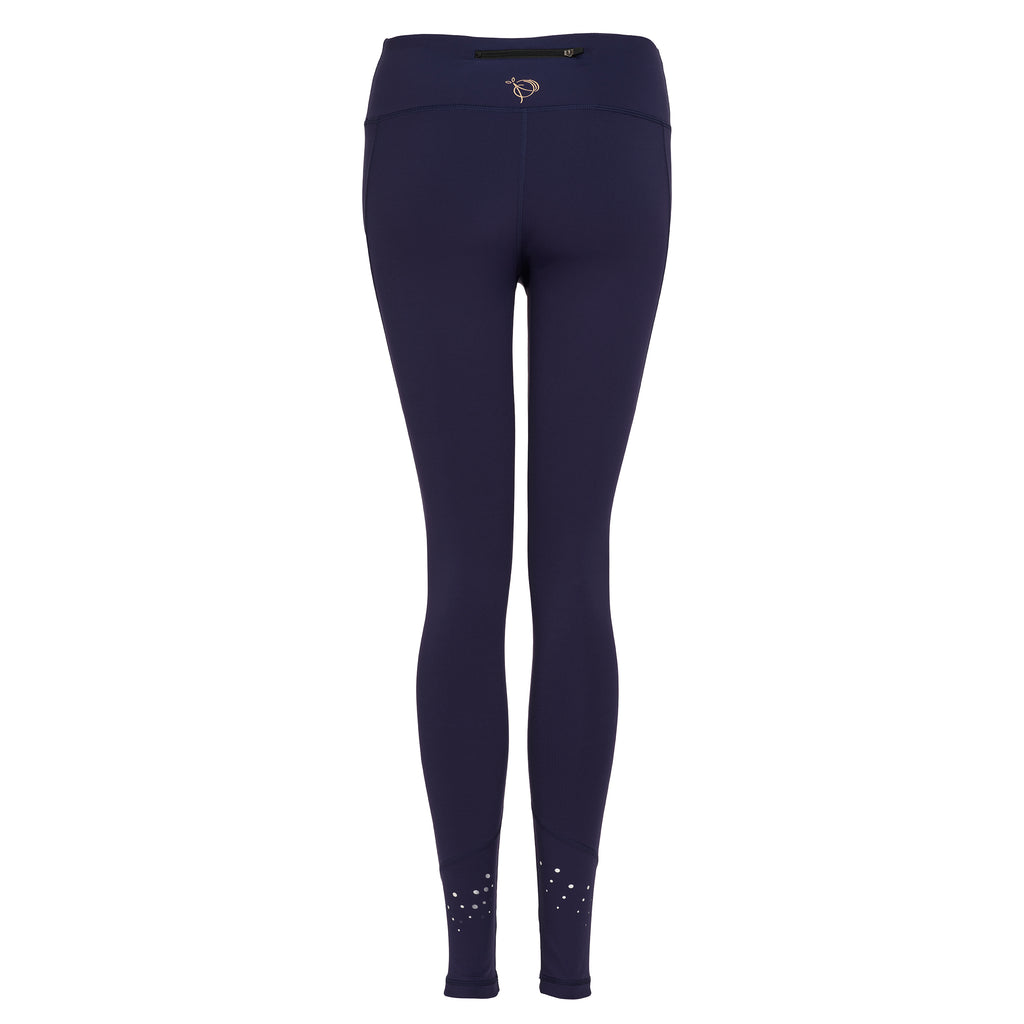 High Rise Laser Navy Full Length Leggings