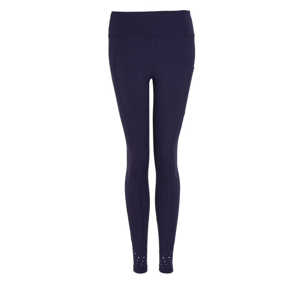 High Rise Laser Navy Full Length Leggings