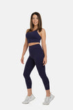 High Rise Laser 7/8 Navy Leggings