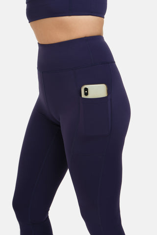 High Rise Laser 7/8 Navy Leggings