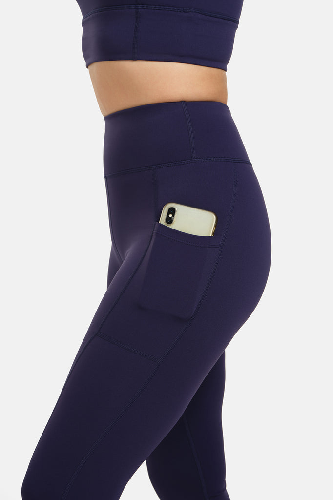 High Rise Laser Navy Full Length Leggings