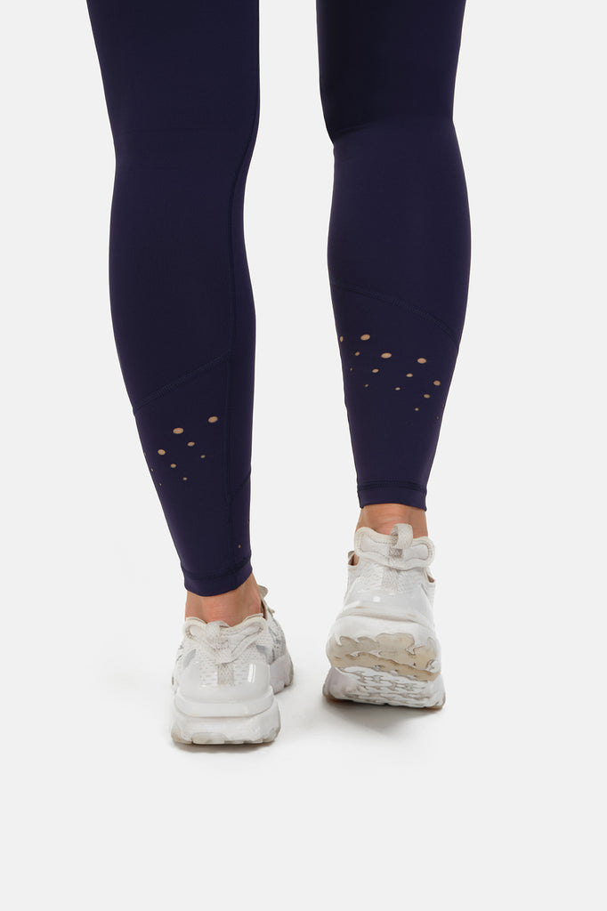 High Rise Laser Navy Full Length Leggings