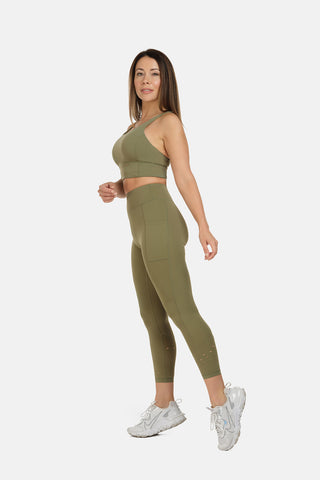 High Rise Laser 7/8 Khaki Legging