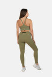 High Rise Laser Khaki Full Length Leggings