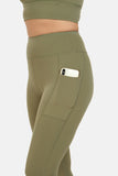 High Rise Laser Khaki Full Length Leggings