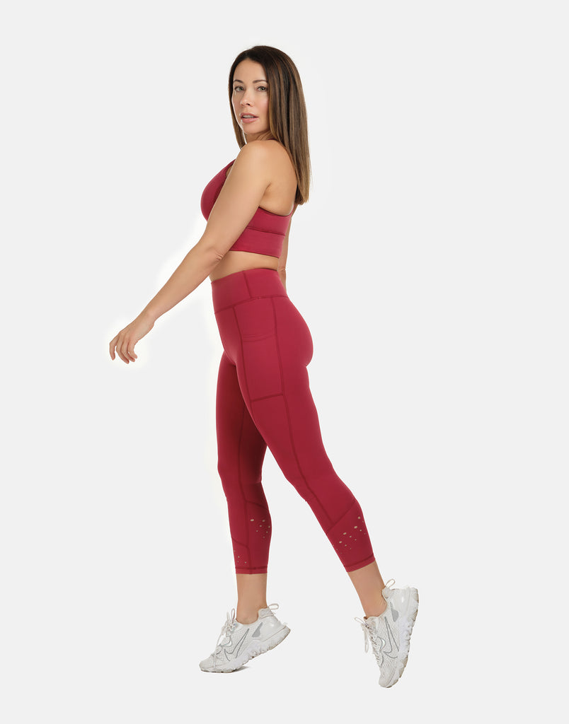 High Rise Laser 7/8 Red Leggings
