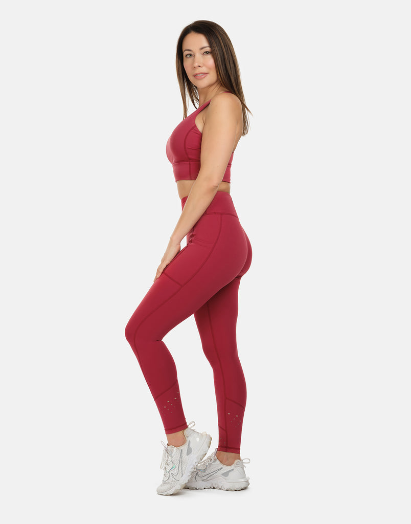 High Rise Laser Red Full Length Leggings