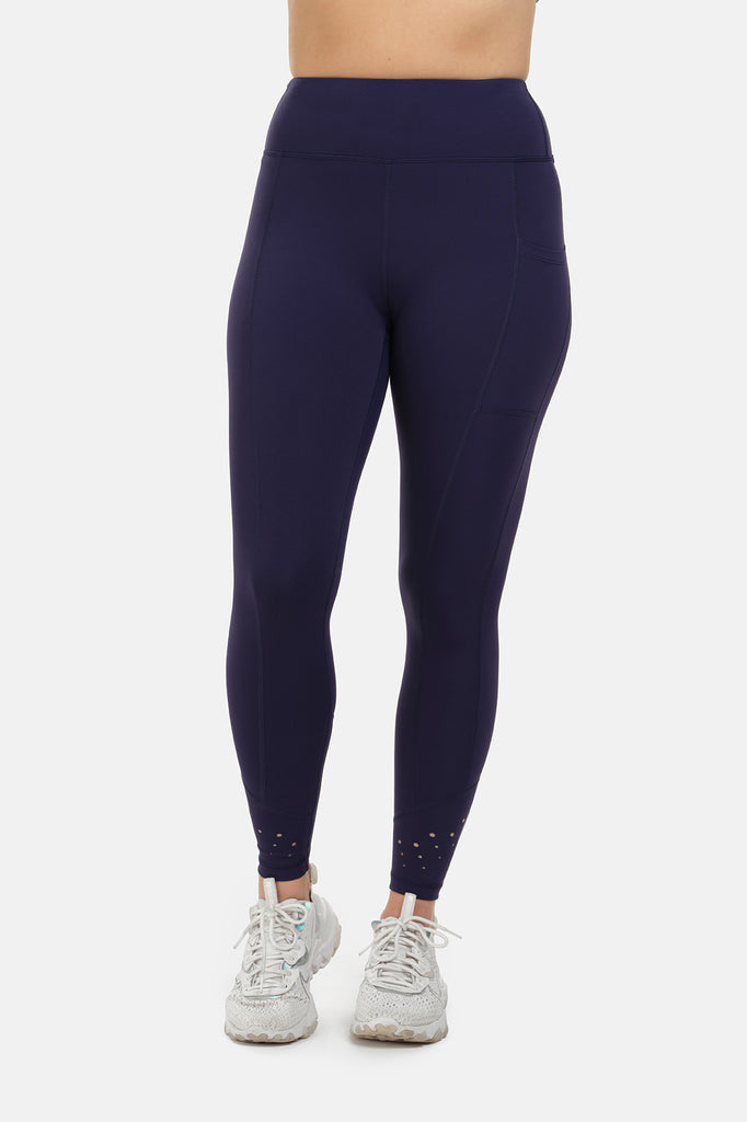 High Rise Laser Navy Full Length Leggings
