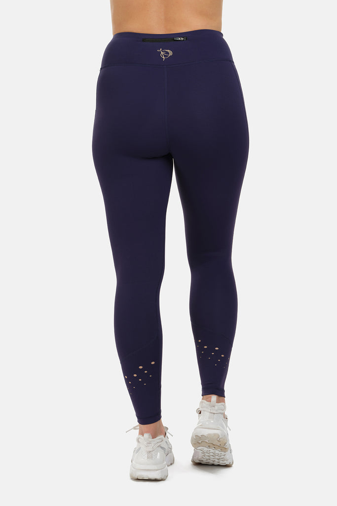High Rise Laser Navy Full Length Leggings