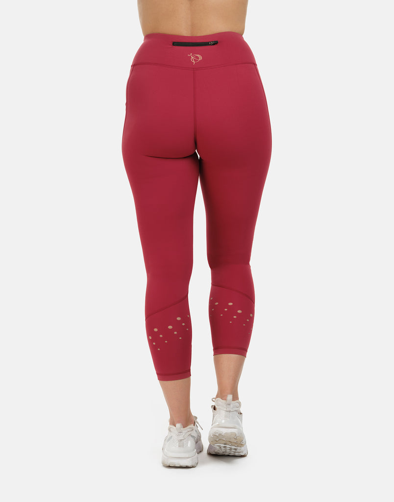 High Rise Laser 7/8 Red Leggings