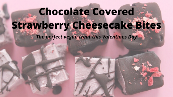 Chocolate Covered Strawberry Cheesecake Bites- the perfect vegan treat this Valentines Day