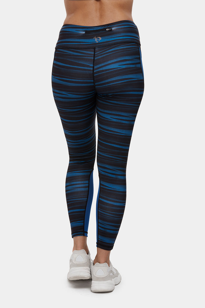 Black and Blue Stripe with Dark Blue Volleyball Leggings