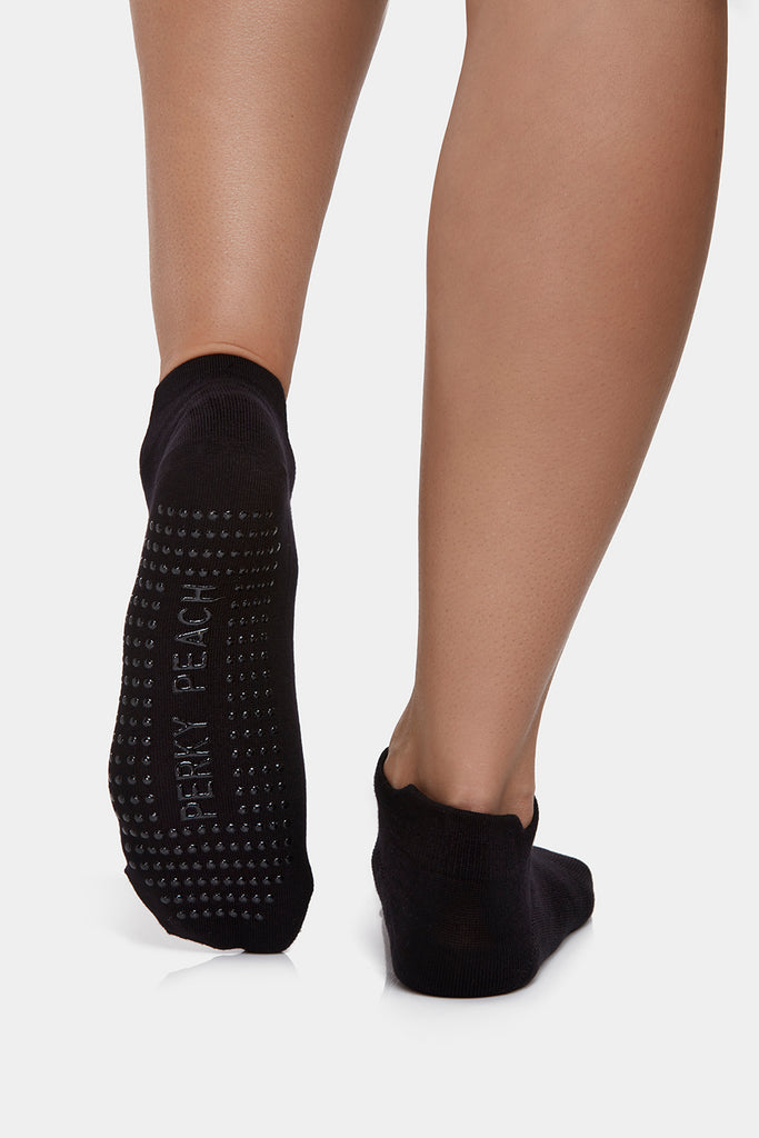 Women's Bamboo Grip Socks Black - Perky Peach Activewear